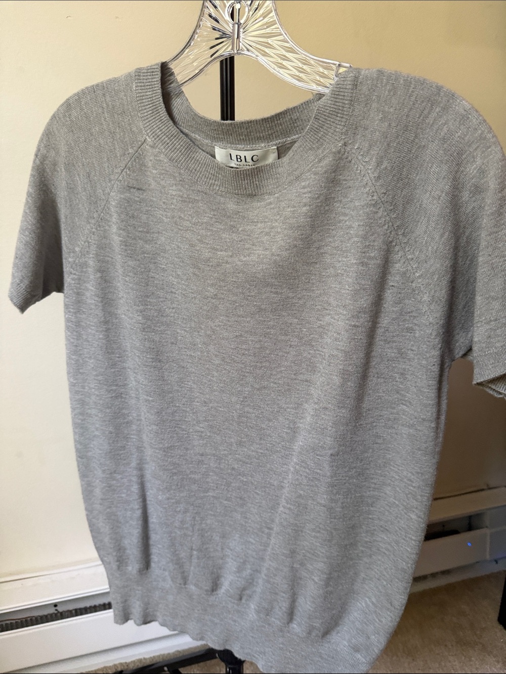 LBLC the label Short Sleeve Knit Tee in Light Gray